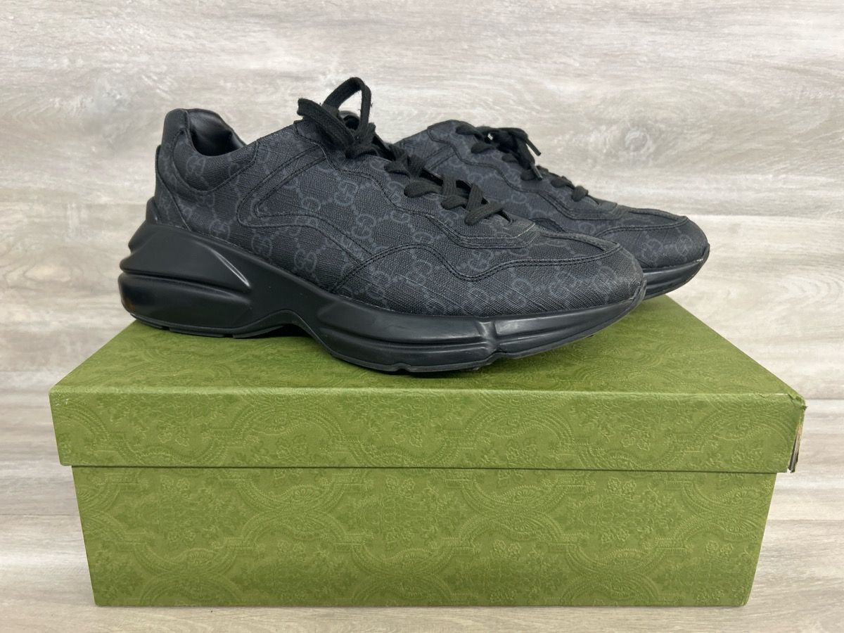 Gucci GG Monogram Supreme Rhyton Black Trainers Sneakers US Men’s Size 10 (PO1020487) -Very Good Condition