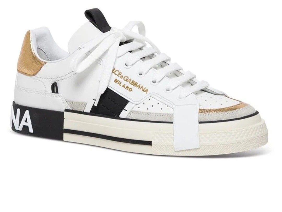 Dolce & Gabbana Calfskin White Black Shoes Sneakers Mens Size US 9 EU 42