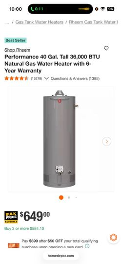 40 gallon water heater - brand new