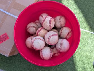 Bucket of 48 Used Leather Baseballs