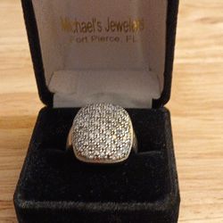 Sterling Silver Brand New Solid Cubic Zirconia Cluster Ring Size 9 With Box Heavy