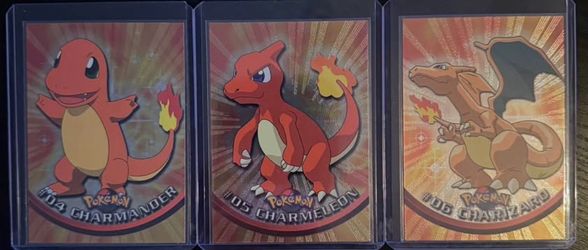 1999 Topps Pokémon TV Animation Chrome Charizard / Charmeleon / Charmander
