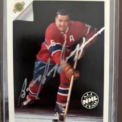 “RARE” 1992 Ultimate: Bernie “Boom-Boom Geoffrion” Autograph Silver Auto on “SAMPLE CARD”! No #! “ALL NHL TEAM”! NM/M!!!😎