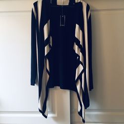 NWT Women’s Open Front Blk/Tan Cardigan Layer Size Small Perfect For Holidays Or 🎁 