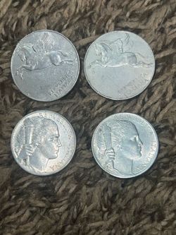 Old Italian aluminum coins (5,10 lira ) 1949,1950 (4 pieces)