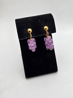 Gold-Tone Earrings with Purple Bead Drops