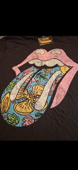 Women's Size L/XL The Rolling Stones T Shirt Black Pink Authentic Vintage
