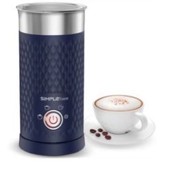 SimpleTaste 4-in-1 Electric Milk Frother & Warmer Blue Stainless Steel