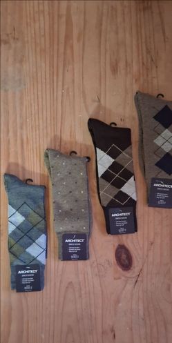 Four (4)Mens Architect Dress Socks Size 10-13