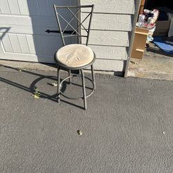 Set Of 3 Bar Stool.  Black Metal Bar Stool And One Metal Bar Stool With Cushion