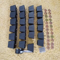 24 sofa legs, couch legs, furniture legs, square, black, two and a half inch tall, mounting hardware
