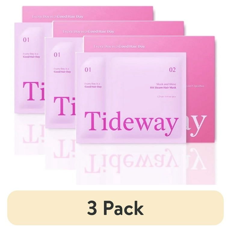 Tideway Sleek & Shine Steam Hair Mask 3 Pack, Hydrating & Repairing with Hyaluronic Acid & Keratin