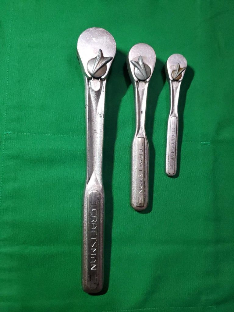 Vintage Craftsman Flying V - 1/2”-3/8"-1/4" Drive set =V= Series Ratchet Wrench Oil Port 🔹️️vintage collector USA 3piese🔹️
