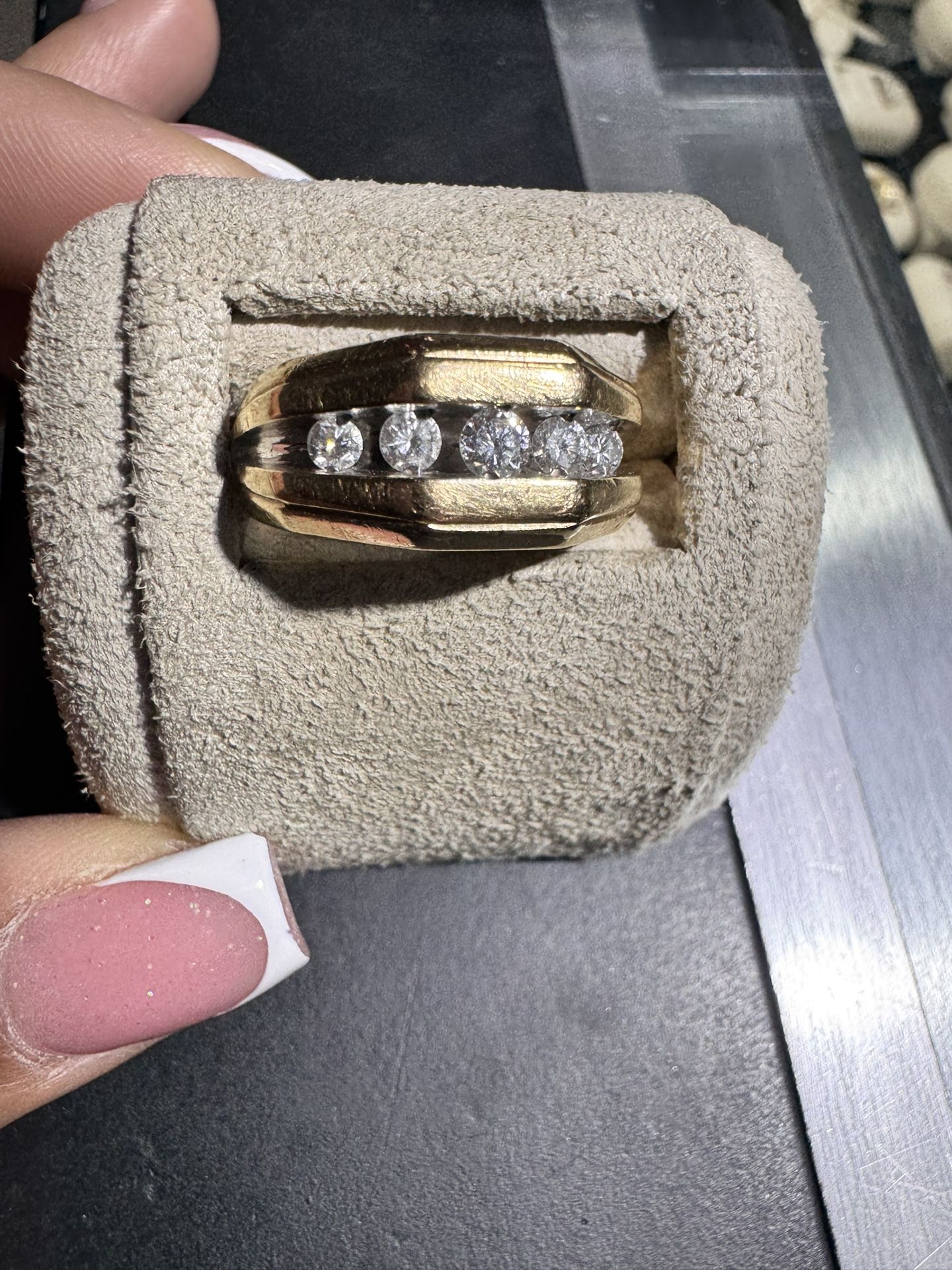 14k Diamond Wedding Band Size 10