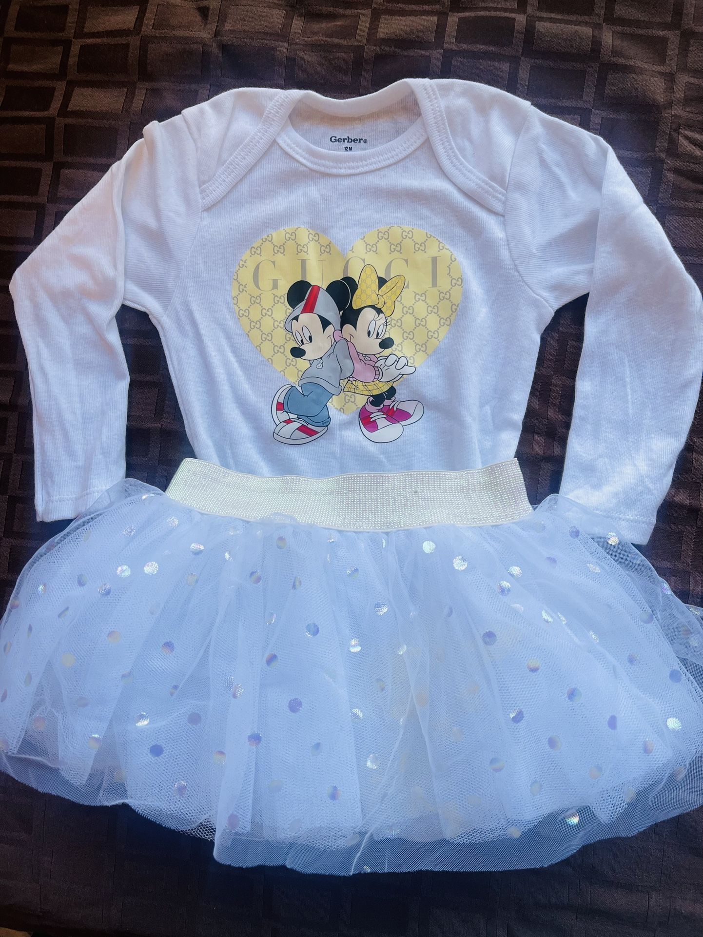 2 Piece Baby 12 Months Disney Mickey Minnie Bodysuit Set