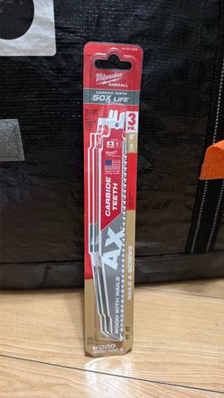 Milwaukee 9 in. 5 TPI AX Carbide Teeth Demolition Nail-Embedded Wood Cutting SAWZALL Reciprocating Saw Blades (3-Pack)
