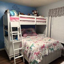 White Twin Over Full Bed Set