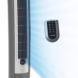 Lasko Portable Electric 42" Oscillating Tower Fan with Fresh Air Ionizer, Timer and Remote Control for Indoor, Bedroom and Home Office Use, Silver 255
