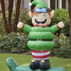5ft Elf on Snowboard - Christmas Inflatable by Seasonal LLC