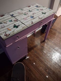 Painted Wood Jewelry Box with Butterfly Decor