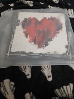 Red Heart Abstract Art Print and hand painted heart