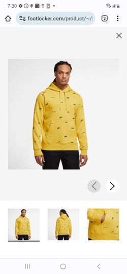 Nike Club Yellow + Allover Blue Print Pullover Hoodie Men's Size XXL -Lg and M