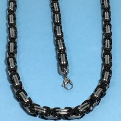 2pc Set Includes 24” Necklace + 8.25” Bracelet 8mm Black & Stainless Steel *Ship Nationwide Or Pickup Boca Raton