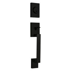 (USED) Nuk3y Haven Square Lever Trim Front Door Entry Handle & Deadbolt (Matte Black)