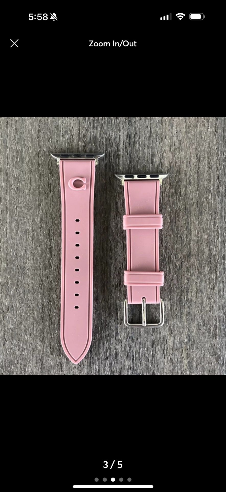 Coach Pink Rubber Apple Watch Strap Band 38/40/41mm