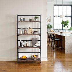 Backer 49“ Folding Shelf with Multiple Tiers Teak finish