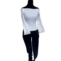 NWT Shift White Smocked Off Shoulder Top M White Off-Shoulder Top 