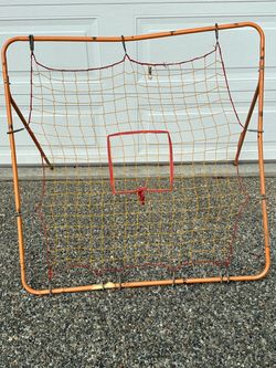 Vintage Baseball Pitch-Back Rebounder Net (Faded Orange Frame)