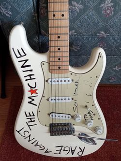 Tom Morello Signature Signed Rage Against The Machine Stratocaster Pickguard!!