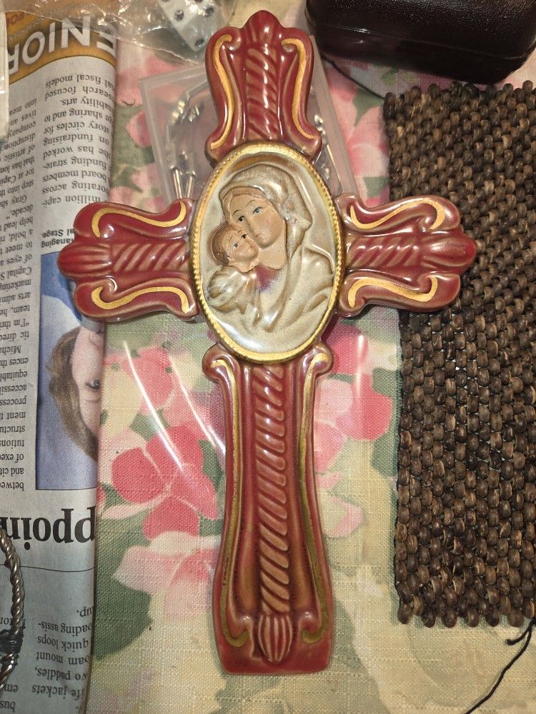 Vintage Ceramic Catholic Cross
