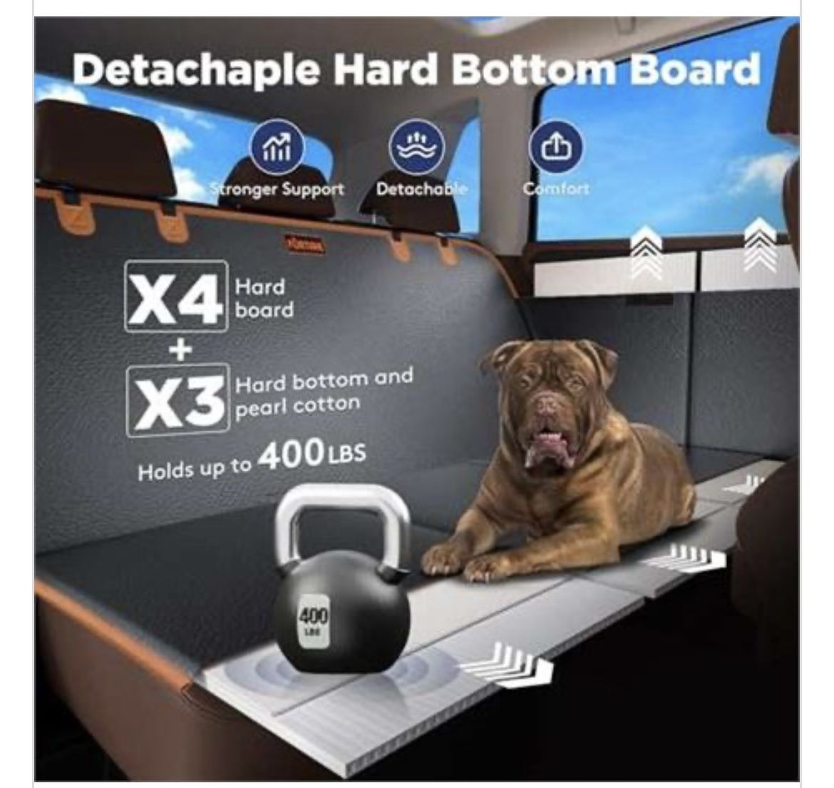 FURTIME Dog Car Seat Cover for Back Seat, Upgraded PU Leather Back Seat Ext
