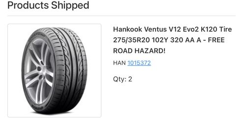 Hankook tires 275/35/20