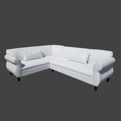BRAND NEW 7X9FT SECTIONAL COUCHES, WHITE LEATHER. CUSTOM MADE AVAILABLE