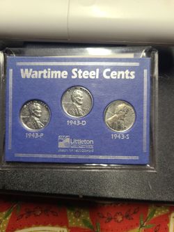1943 P D S Lincoln Penny War Steel Penny Pennies