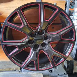 Used 22" 6x139.7 black red milled wheels