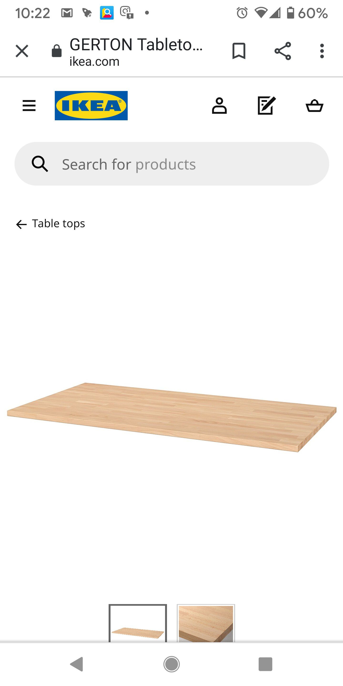 Ikea Gerton Wood Tabletop with 4 legs