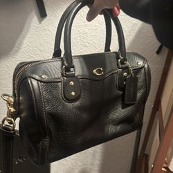 black leather vintage coach 
