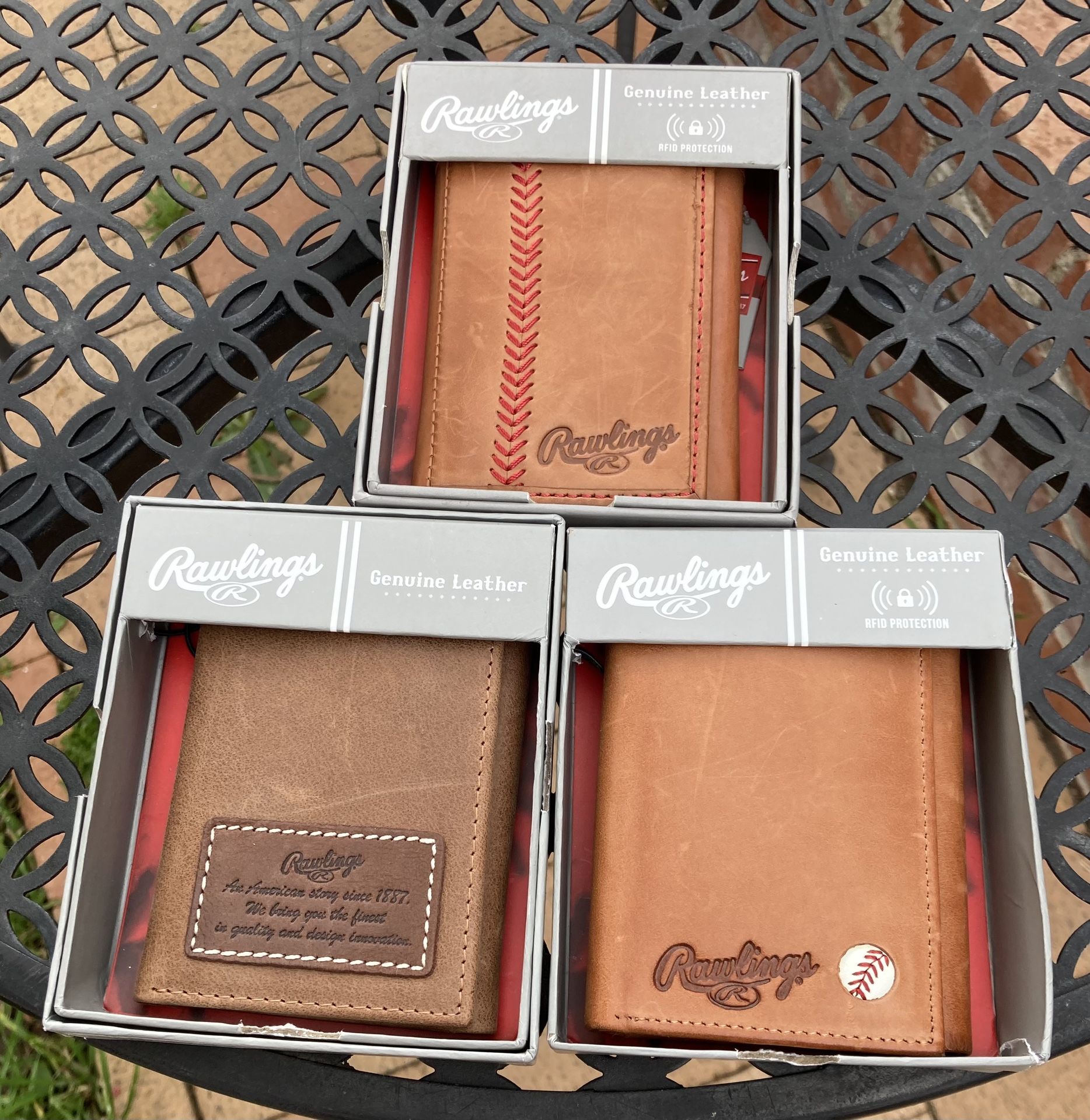Men’s Rawlings Baseball Stich Tri-Fold Leather Wallet