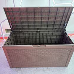 Brand New NUNU LAB 102 Gallon Large Waterproof Resin Deck Box, Lockable Outdoor Storage Box with Gas Lift, Patio Cushions, Garden Tools SKU302-S1