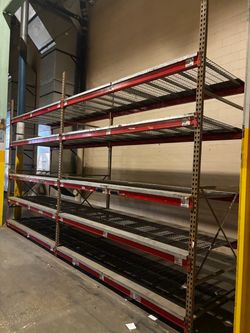 12ft Tall, Teardrop, Heavy Duty, Pallet Racking System, 2 sections, 5 shelves per section.