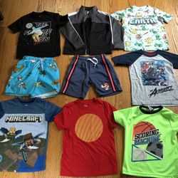 9 Pieces Of Boys Clothes Size 4/5 Six Shirts 1 Jac 1 Pr Trunks 1 Pr Shorts