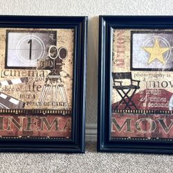 2 Theater Cinema Home Decor Wall Frames