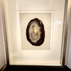 Pair of 2 Framed Shadow Boxes Agate/Sliced Geode