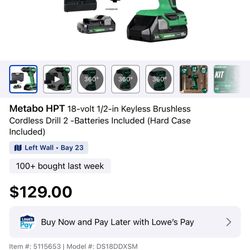 Metabo HPT 18-volt 1/2-in Keyless Brushless Cordless Drill 2 