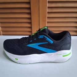 Brooks Ghost Max Black/Atomic Blue Men's Running Shoe * Size: 9 (2E) Wide 