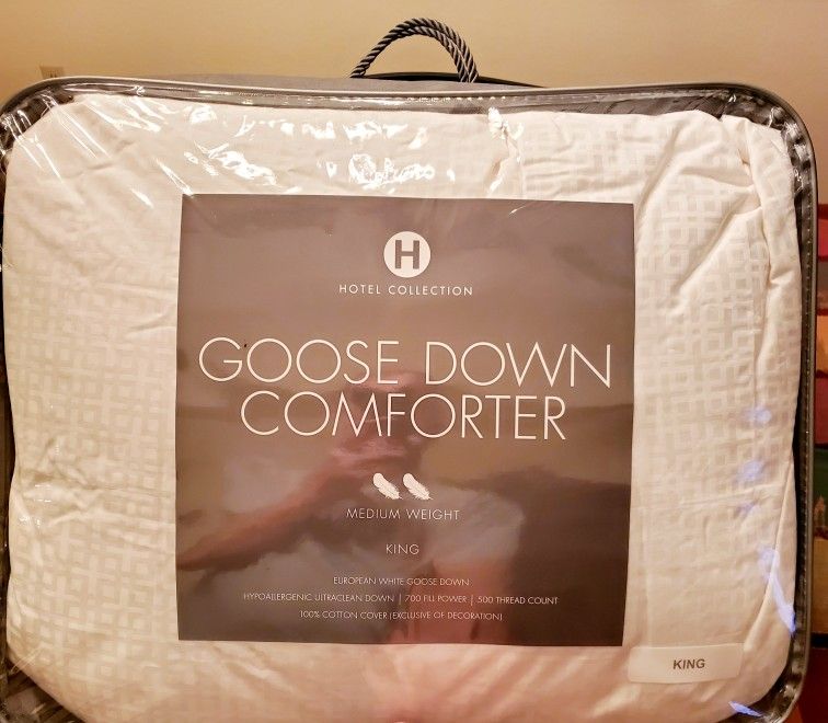 (PENDING SALE) Macy's Hotel Collection Medium Weight White Goose Down King Size Comforter                      *BRAND NEW*